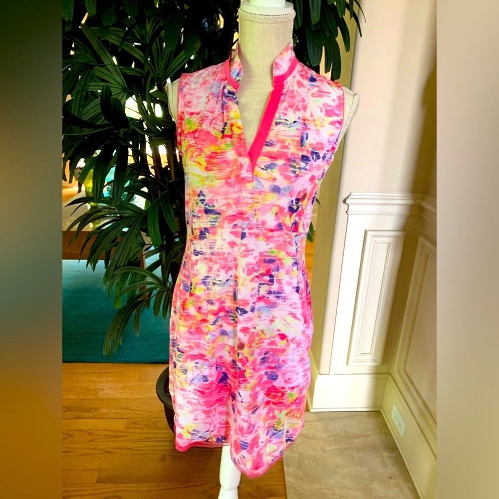 💗💕EP NY Pink Print Lightweight Golf Tennis Sports Collared Dress Size XS💗💕